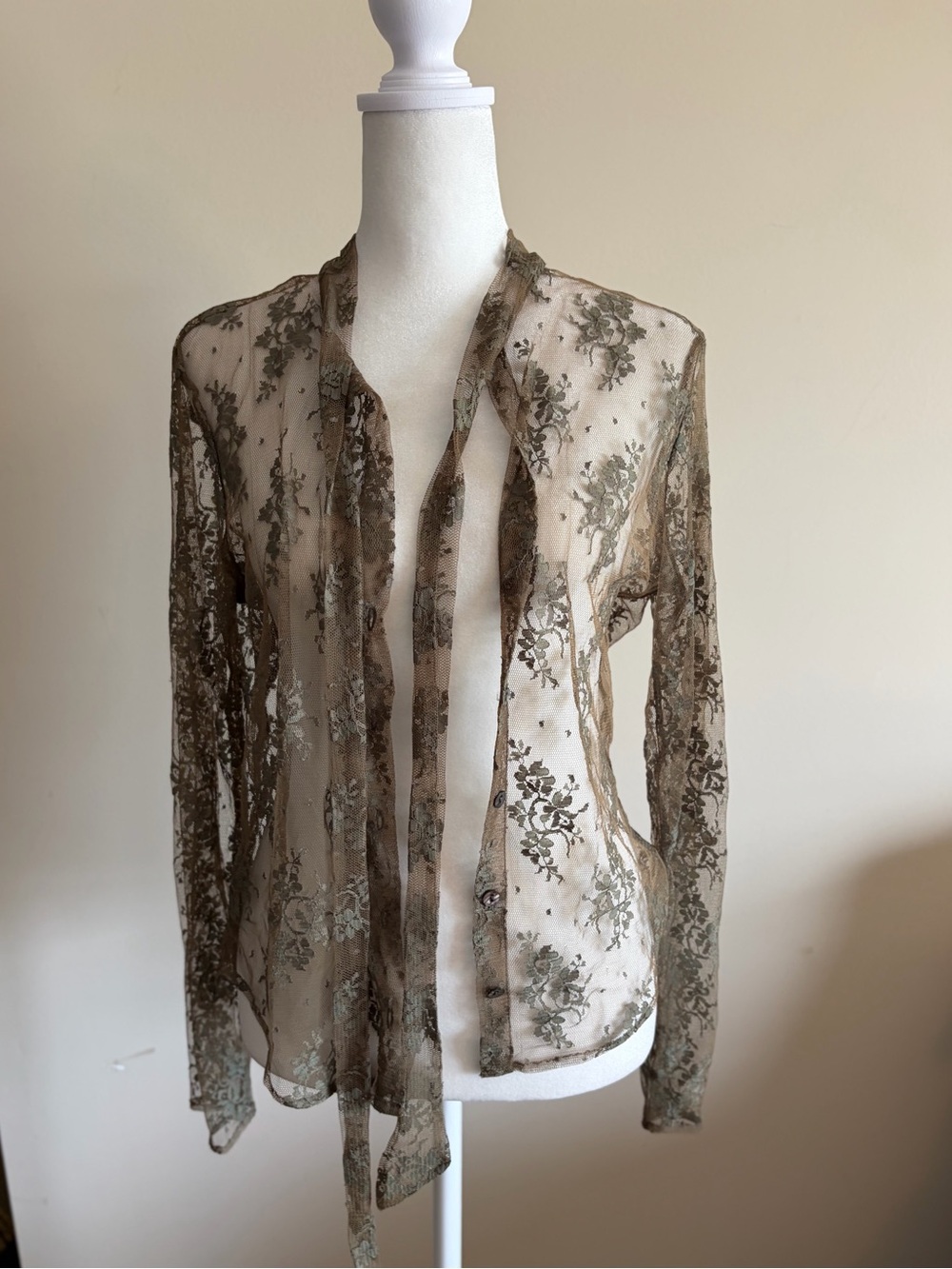 Only Hearts NYC Sheer Floral Tie-Neck Blouse - Made in USA goth fairy core